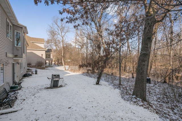 view of yard covered in snow