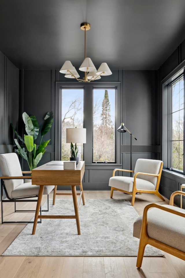 living area with light wood-type flooring