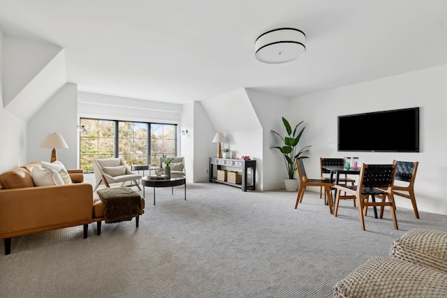 living room with light carpet