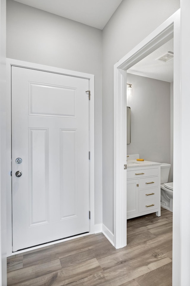 interior space with light hardwood / wood-style flooring