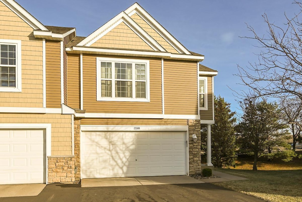 exterior space with a garage