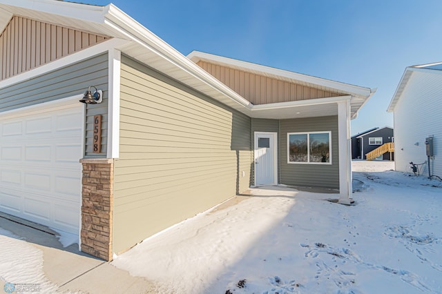 exterior space featuring a garage