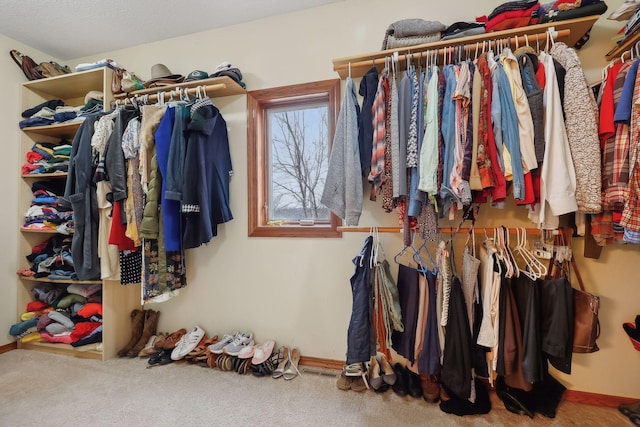 spacious closet with carpet flooring