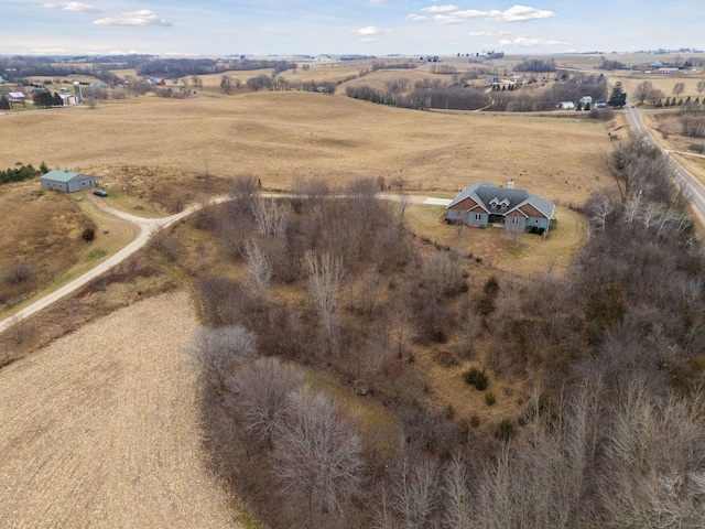 drone / aerial view with a rural view