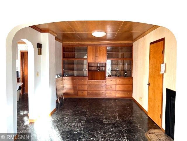 kitchen featuring wood ceiling and ornamental molding