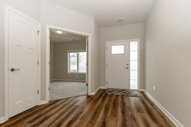 foyer entrance with dark wood-type flooring