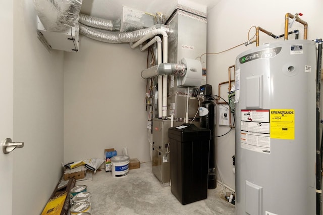 utility room with electric water heater