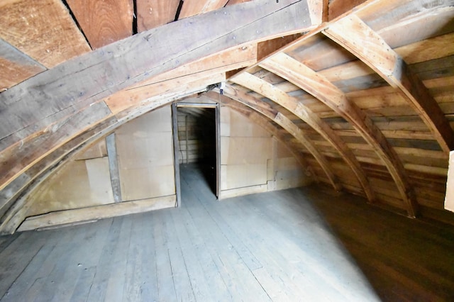 view of unfinished attic