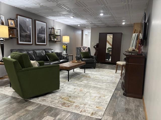 living room featuring wood-type flooring