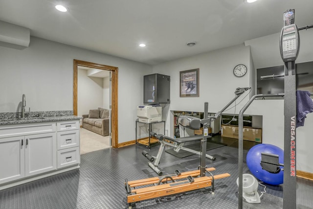 5517 Dickson Rd, Minnetonka, MN 55345 - exercise area featuring a sink and recessed lighting