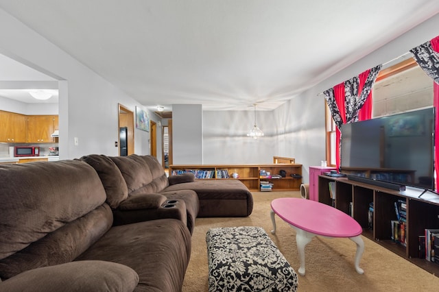 living room featuring carpet