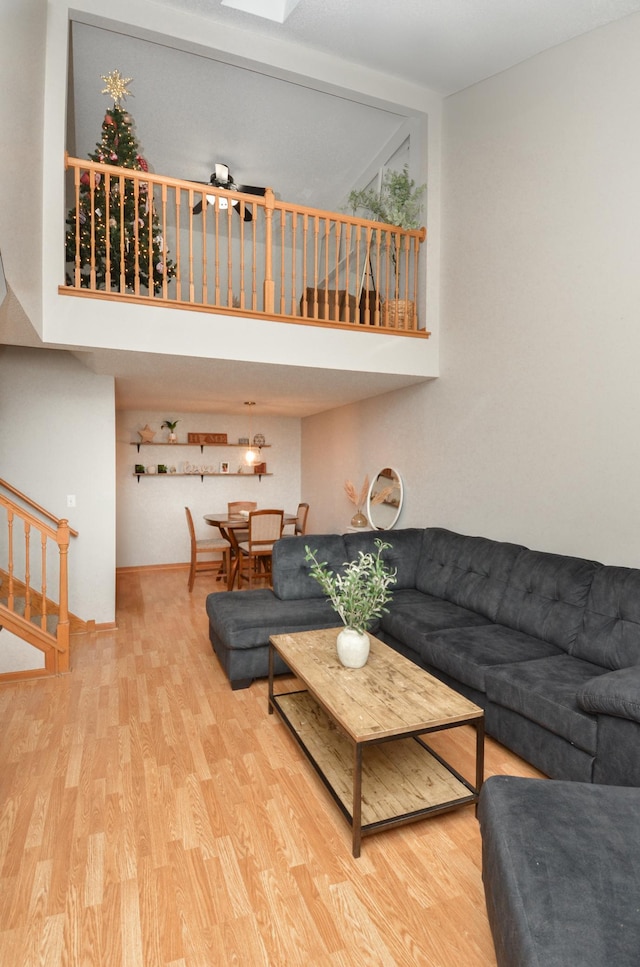 living room with light wood-type flooring