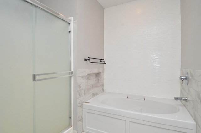 bathroom with plus walk in shower