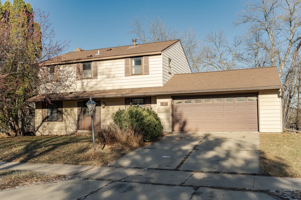 view of front property with a garage