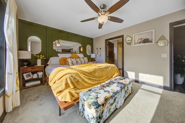 bedroom with carpet floors and ceiling fan