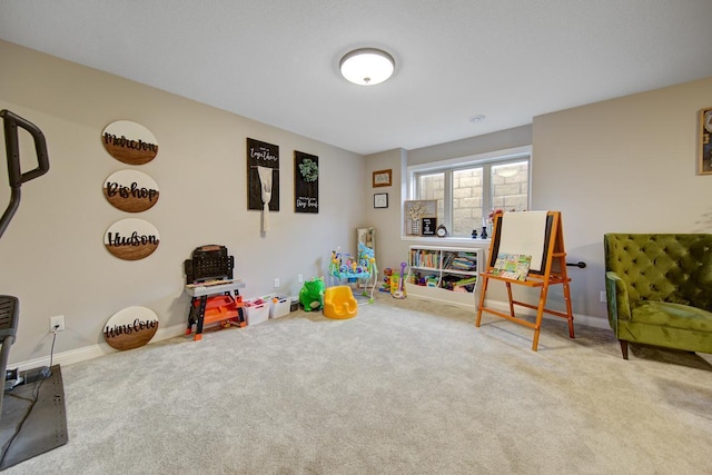 game room with carpet floors