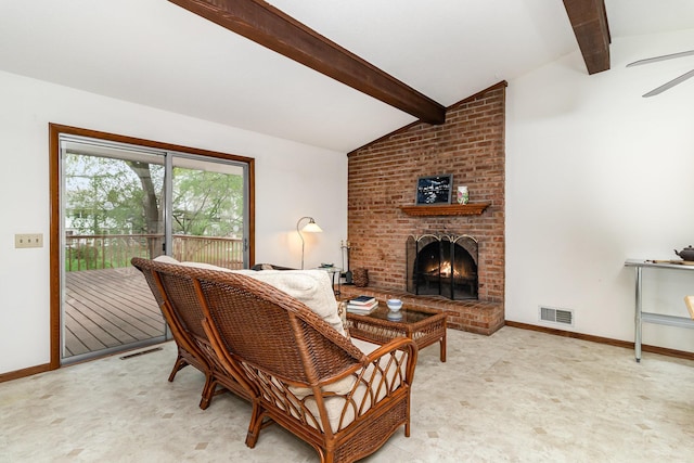 3507 Maplewood Dr, Saint Anthony, MN 55418 - living room with a brick fireplace and a ceiling fan