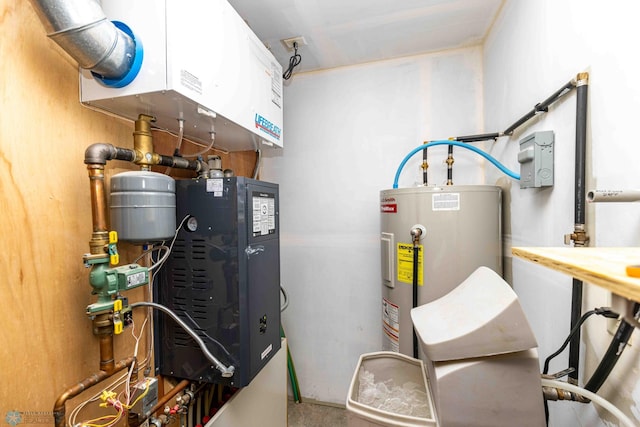 utility room with electric water heater