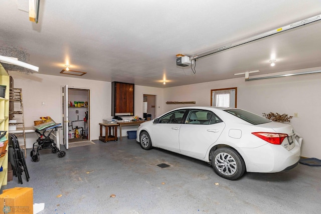 garage with a garage door opener