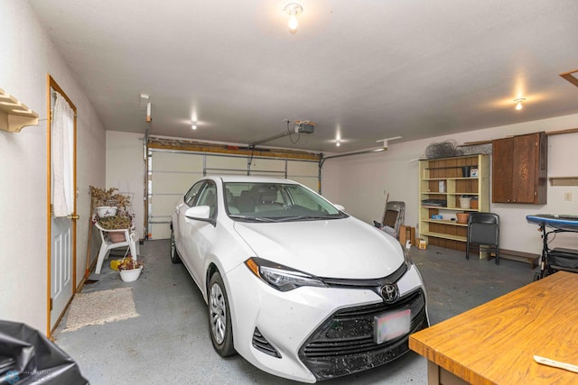 garage with a garage door opener