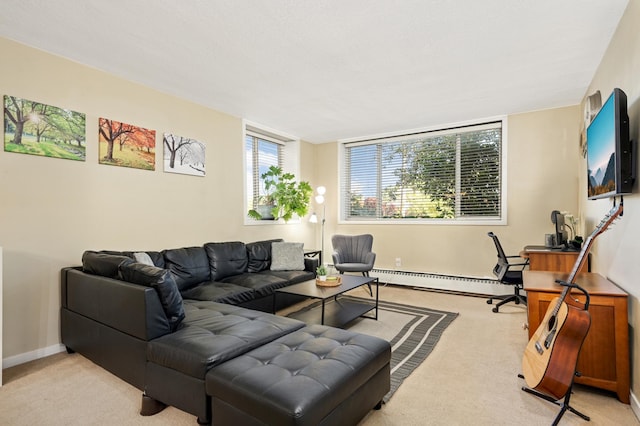 5136 Hiawatha Ave Unit 002, Minneapolis, MN 55417 - carpeted living area featuring baseboards and baseboard heating