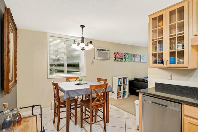 5136 Hiawatha Ave Unit 002, Minneapolis, MN 55417 - dining room with an inviting chandelier, an AC wall unit, light tile patterned flooring, and a healthy amount of sunlight