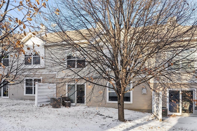 view of snow covered property