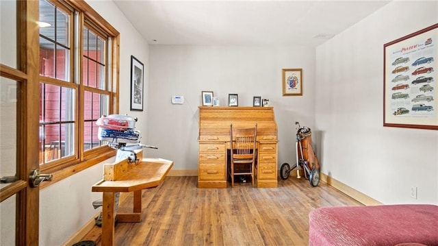 office area with wood-type flooring