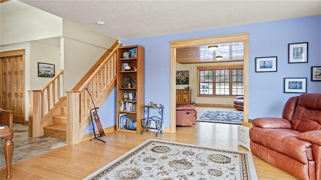 living room featuring light hardwood / wood-style flooring