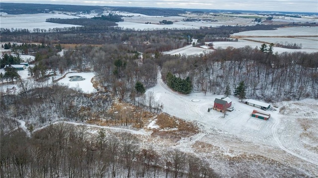 snowy aerial view with a rural view