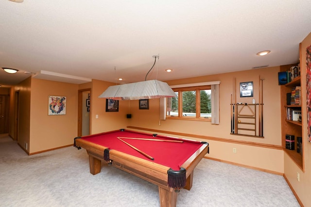 game room featuring carpet and pool table