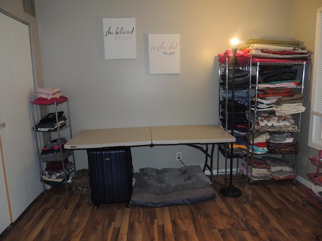 office area with dark hardwood / wood-style flooring