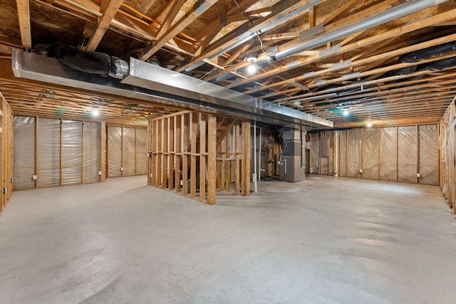 basement with heating unit