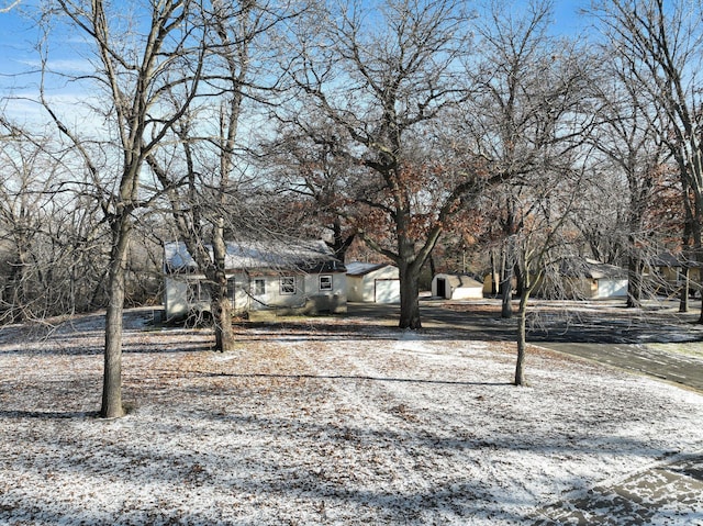 view of yard covered in snow