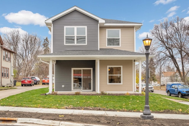 front of property with a front yard and a porch