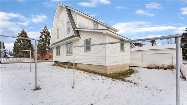 view of snow covered exterior