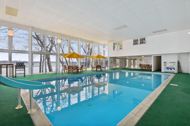 2496 Old Beach Rd, Orono, MN 55391 - indoor pool featuring a water slide