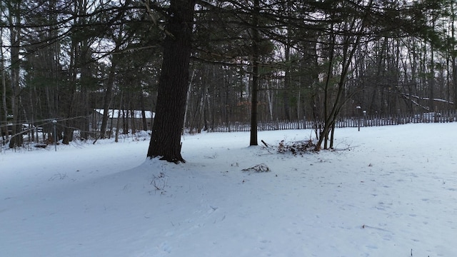 view of yard layered in snow