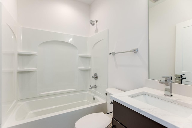 full bathroom with vanity, toilet, and shower / bath combination