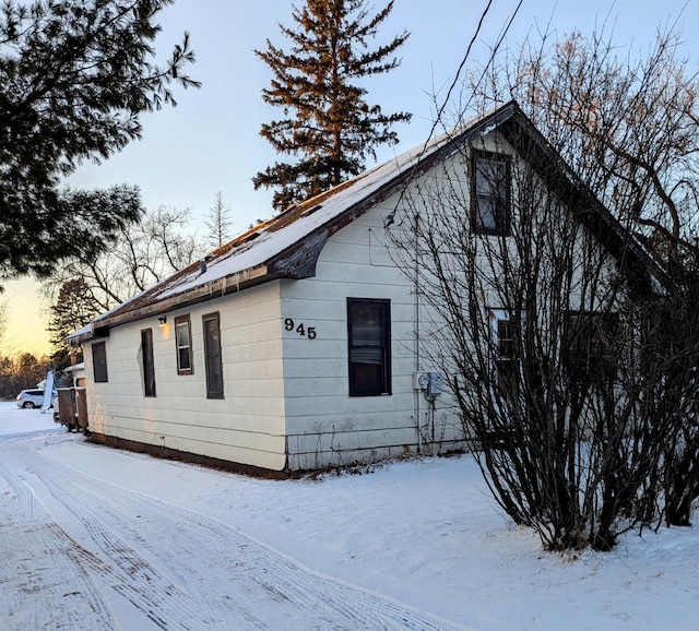 view of snow covered exterior