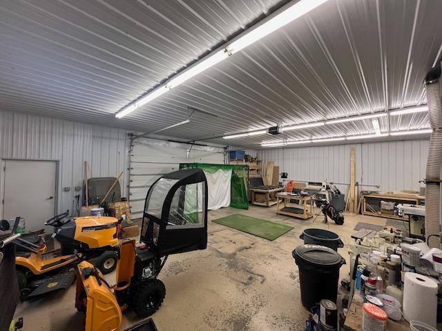 garage featuring a workshop area