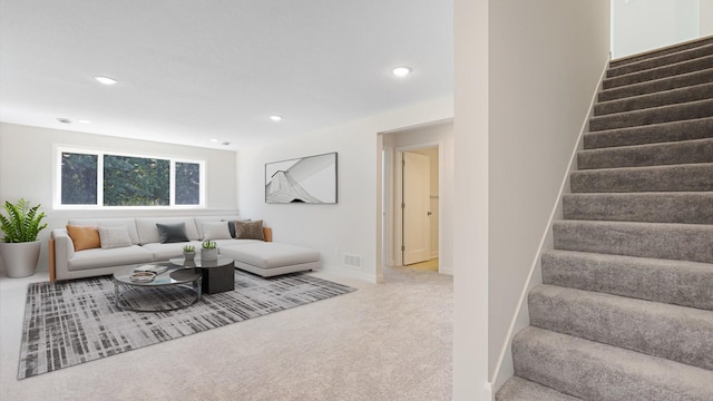 living room featuring carpet flooring