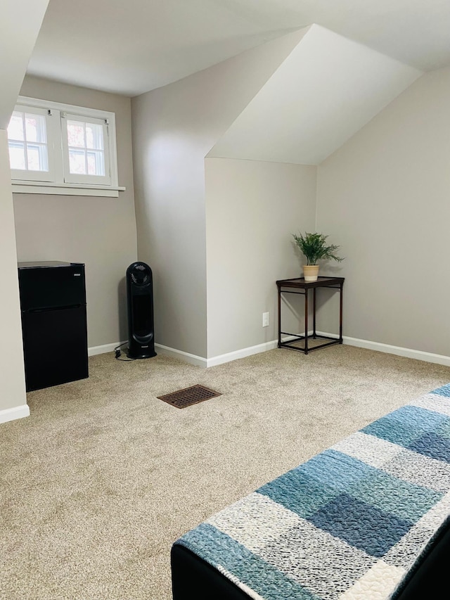 additional living space with carpet floors and lofted ceiling