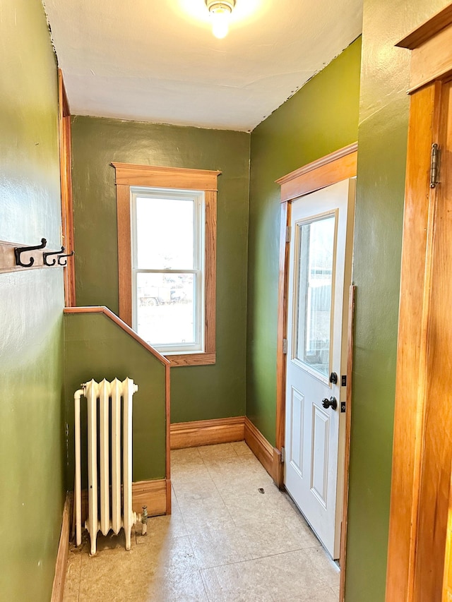 entryway with radiator heating unit