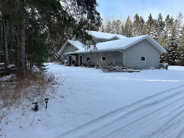 view of snow covered property