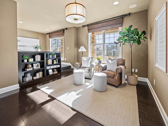 living area featuring dark hardwood / wood-style floors