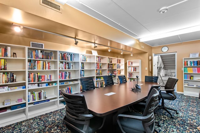 office area with rail lighting