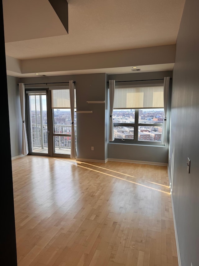 spare room with light hardwood / wood-style floors