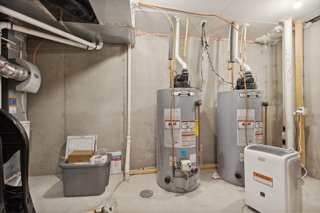 utility room with gas water heater