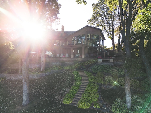 view of yard featuring a wooden deck